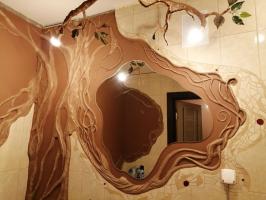Aplūkojot blāvi sienas vannas istabā es gribēju, lai padarītu to vēl dzīva: vannasistaba renovācija Eco-stilā