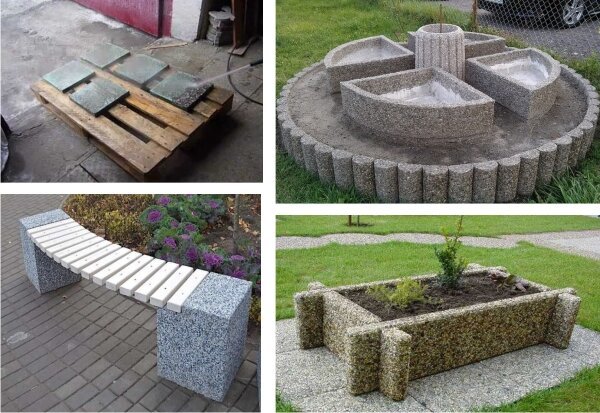 Izstrādājumi, kas izgatavoti no mazgāta betona, foto attēli Yandex