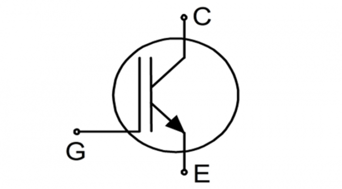 Piktogrammu tranzistoru shēmas, kur G - aizvara, C- savācējs, E - emitētājs.