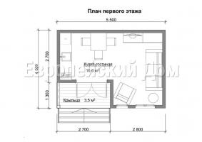 Vienstāvu māja bārbekjū 5x4 mūsdienīgā stilā